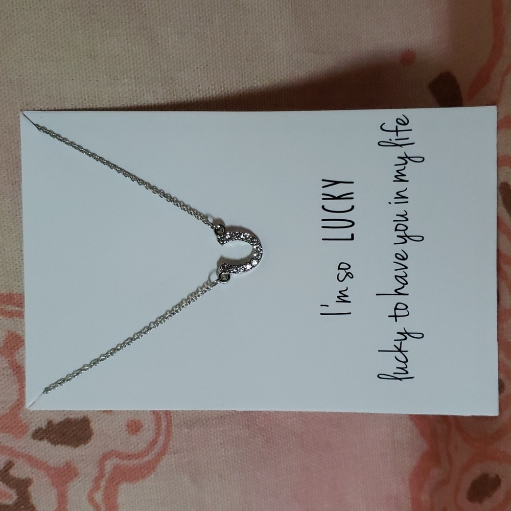 Horseshoe Necklace I'm so lucky to have you in my life Rhinestone Dainty Horsesh - Picture 1 of 9